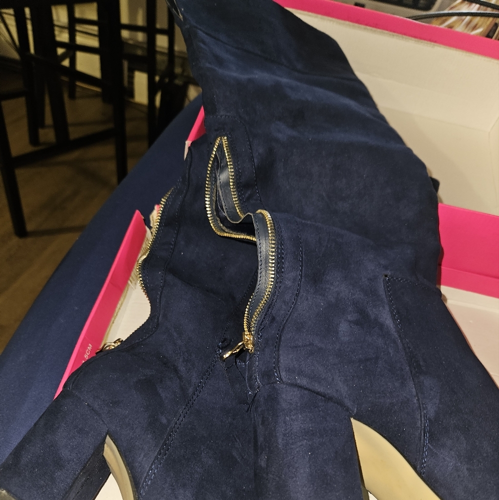 Suede high boots  (N.BLUE)